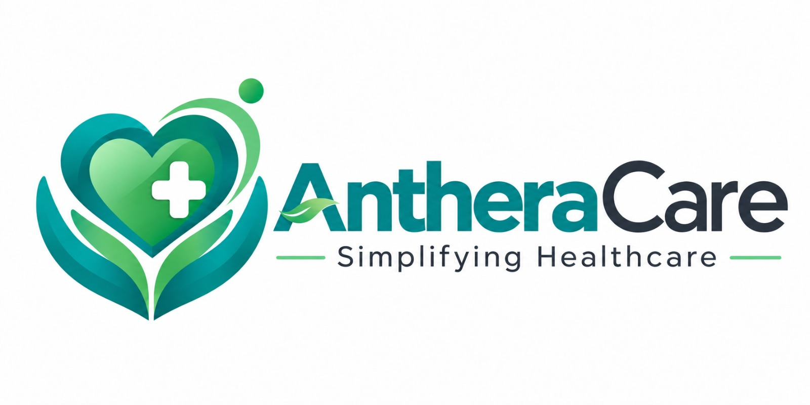 AntheraCare heart and medical cross logo
