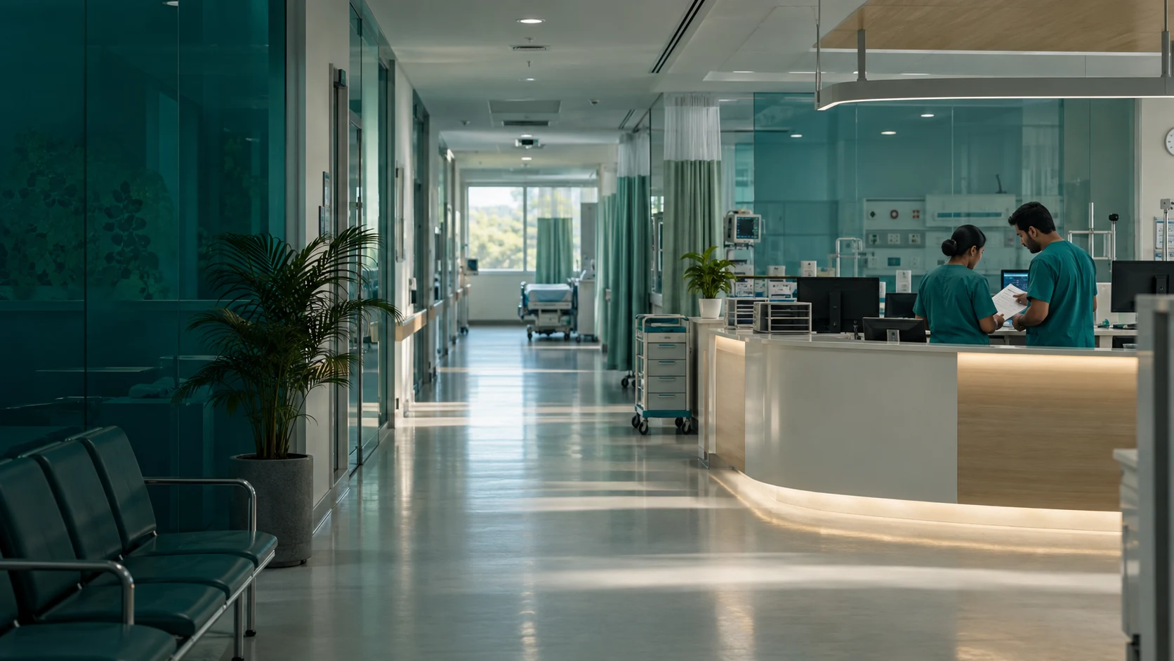 Hospital reception and nursing station